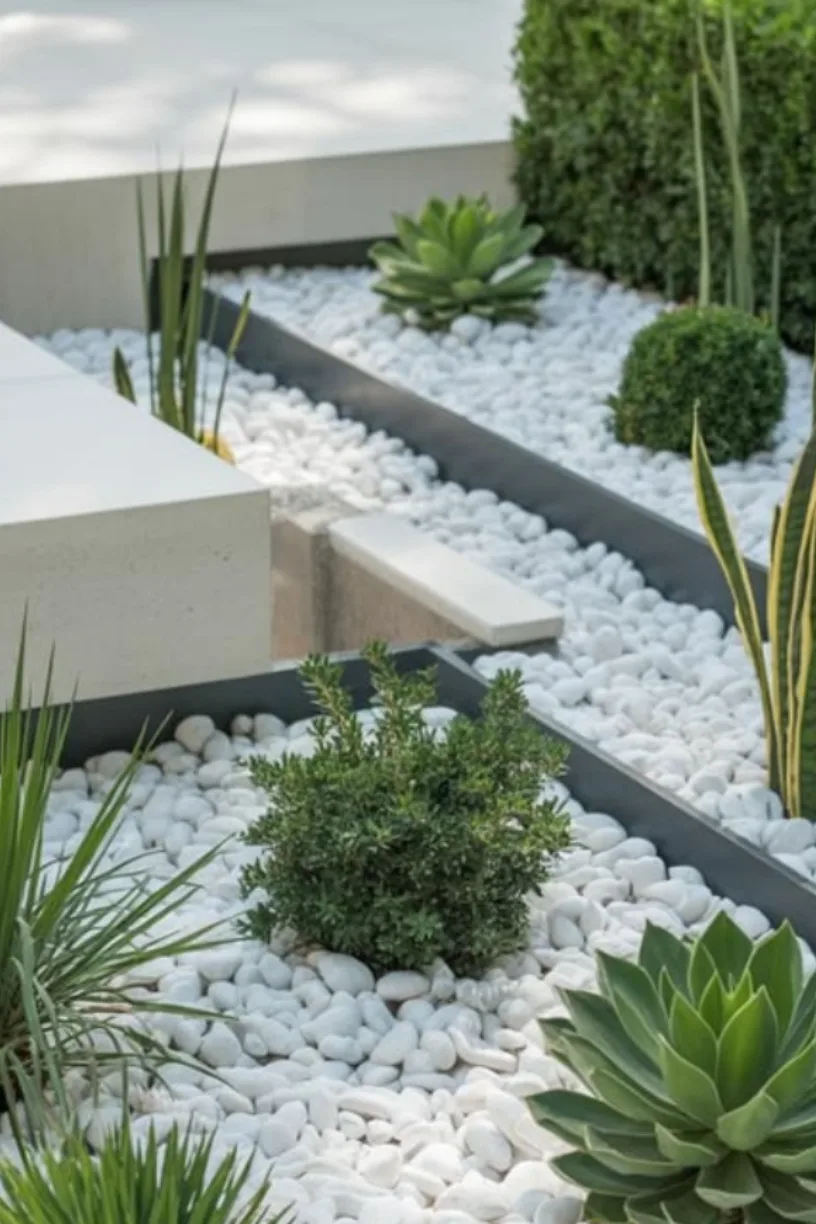 Jardim com seixos rolados